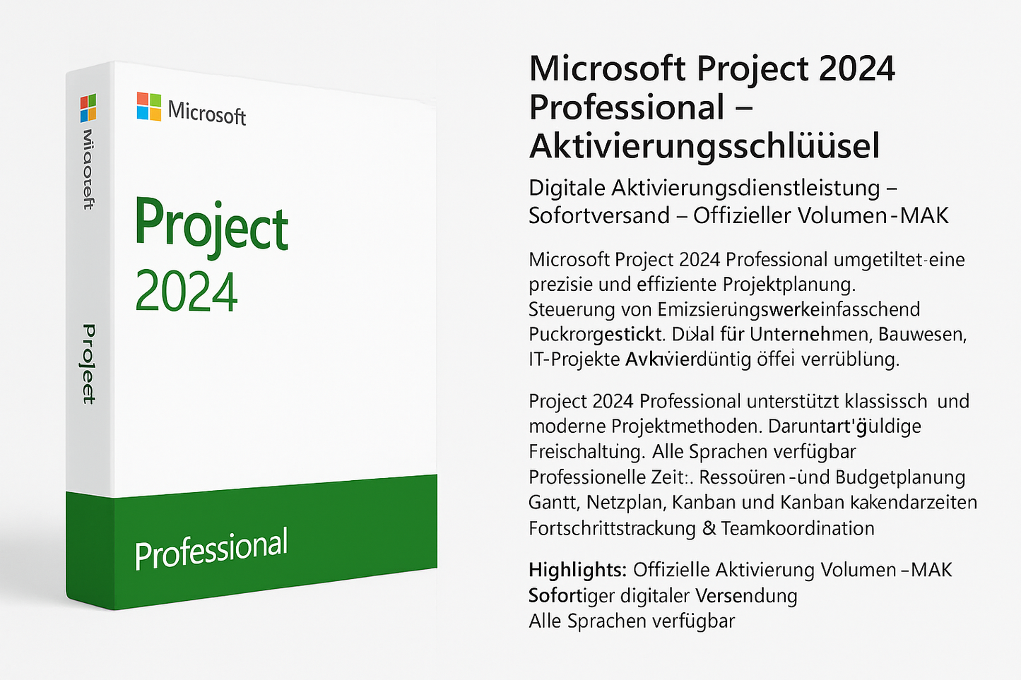 Microsoft Project 2024 Professional – Aktivierungsschlüssel