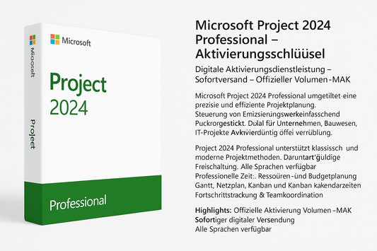 Clé d'activation de Microsoft Project 2024 Professional